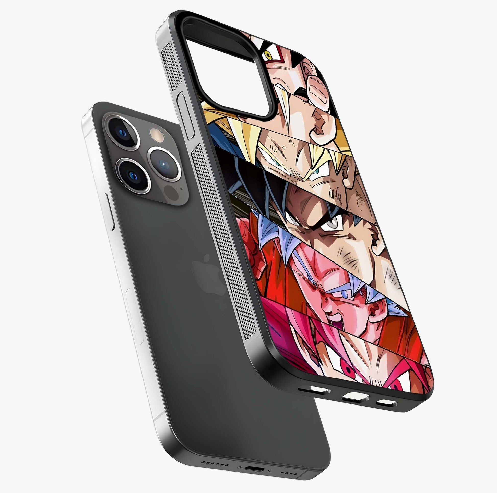 Anime Character Glass Case laid diagonally highlighting side profile, edges and glossy glass shine.