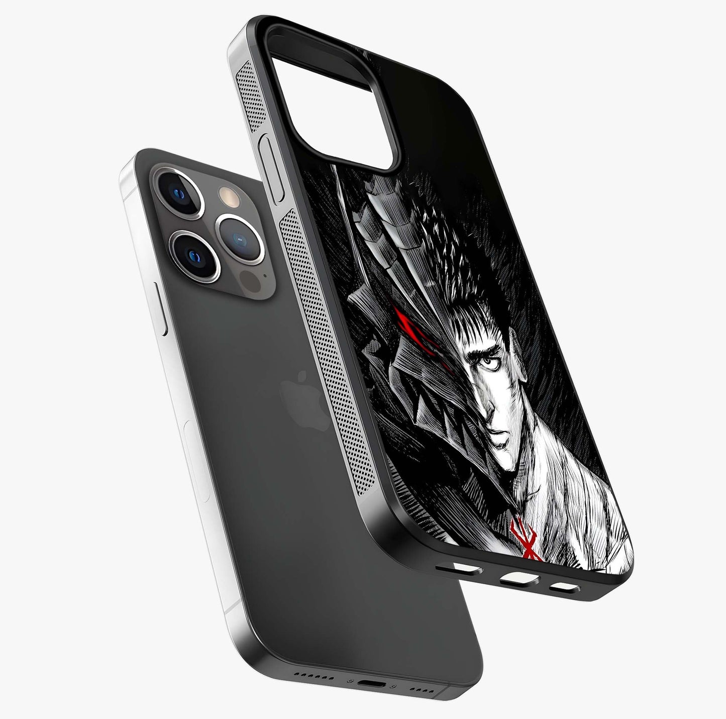 Berserker Blood Oath Glass Case laid diagonally highlighting side profile, edges and glossy glass shine.
