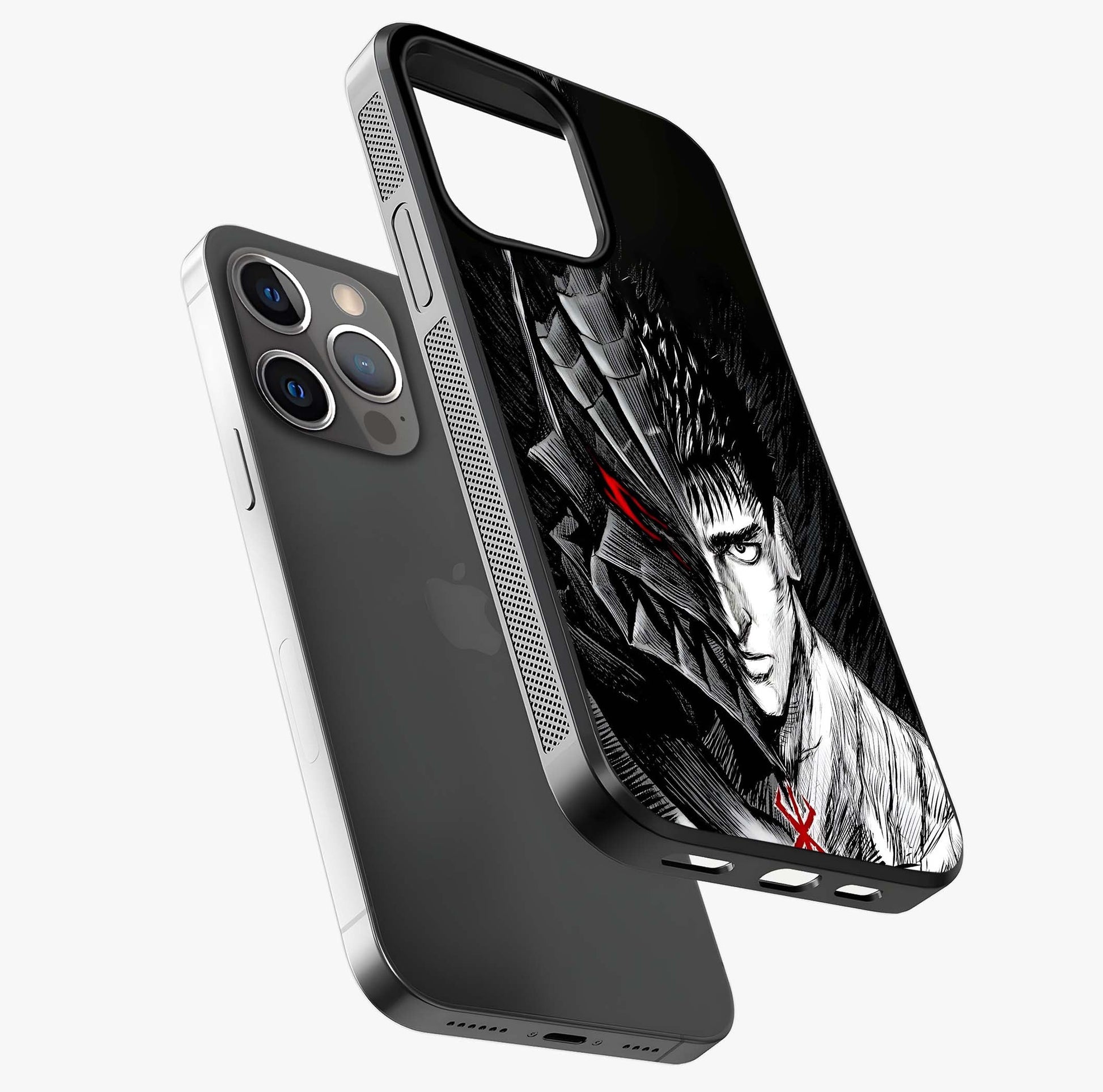 Berserker Blood Oath Glass Case laid diagonally highlighting side profile, edges and glossy glass shine.