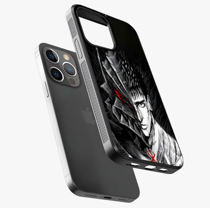 Berserker Blood Oath Glass Case laid diagonally highlighting side profile, edges and glossy glass shine.
