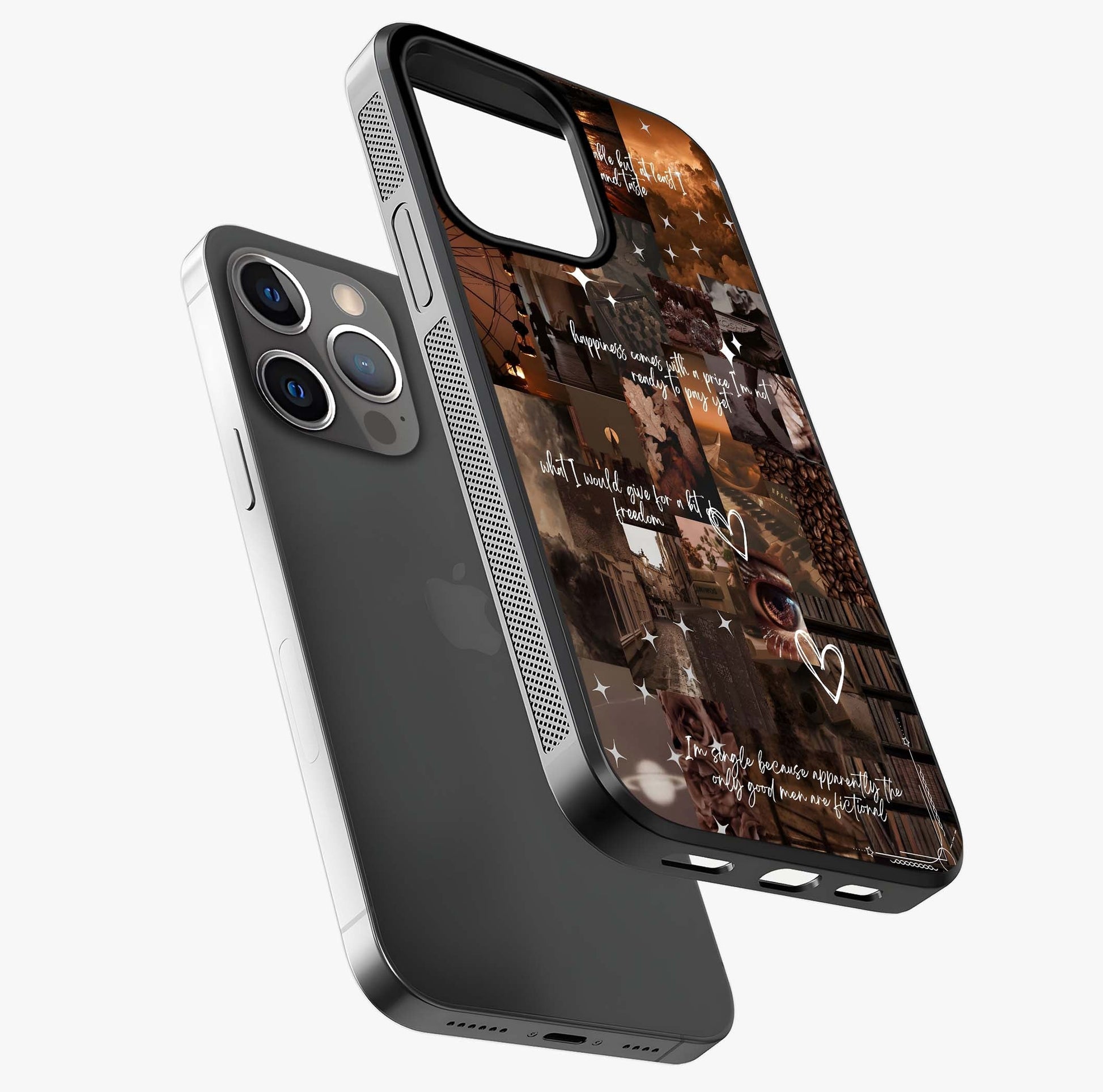 Bittersweet Aesthetic Chaos Glass Case laid diagonally highlighting side profile, edges and glossy glass shine.