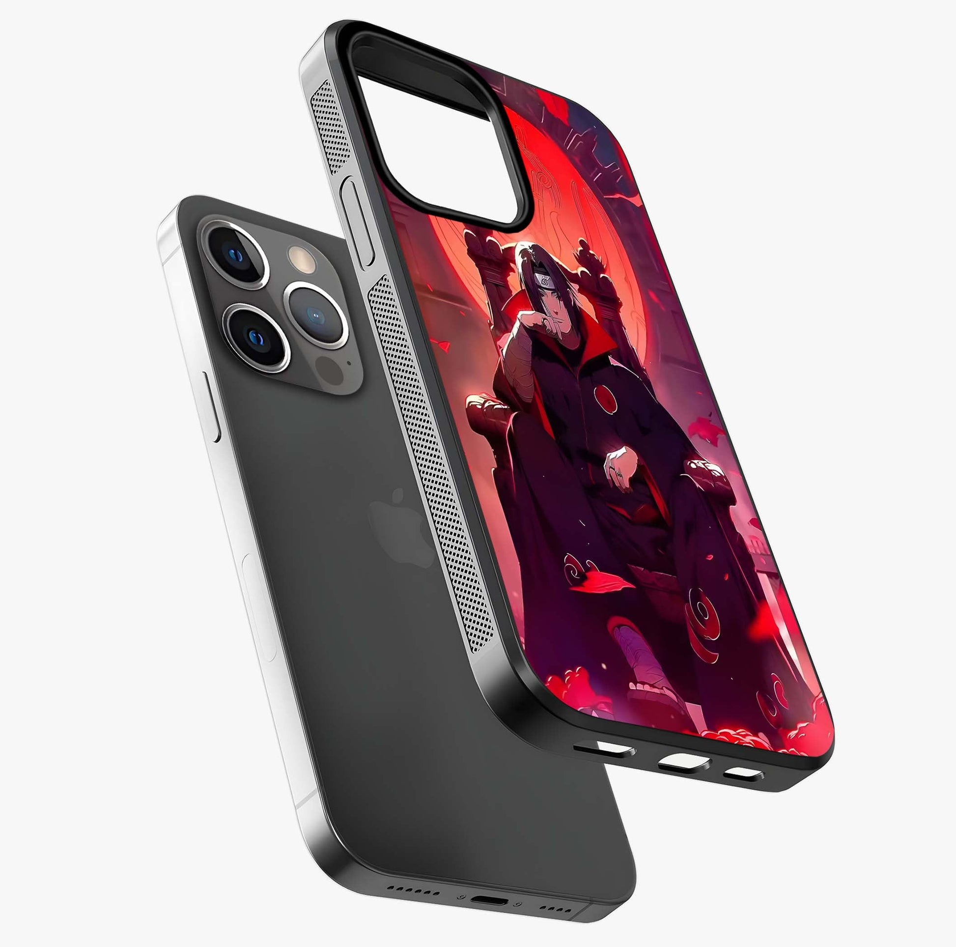 Blood Moon Sovereign Glass Case laid diagonally highlighting side profile, edges and glossy glass shine.