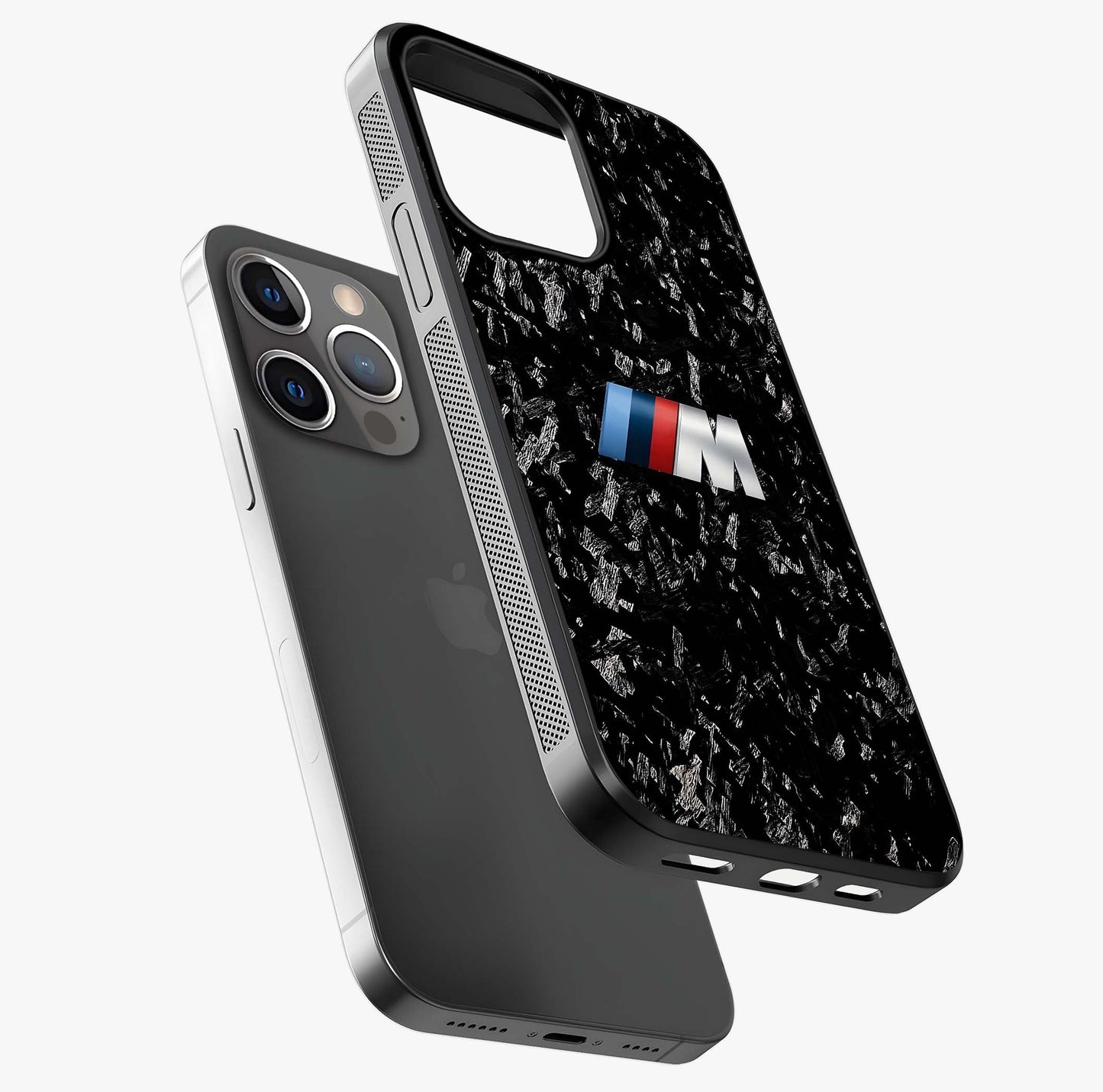 Carbon Speed Mark Glass Case laid diagonally highlighting side profile, edges and glossy glass shine.