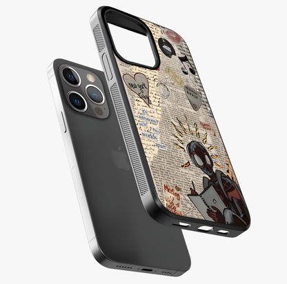 City Dream Sketch Glass Case laid diagonally highlighting side profile, edges and glossy glass shine.