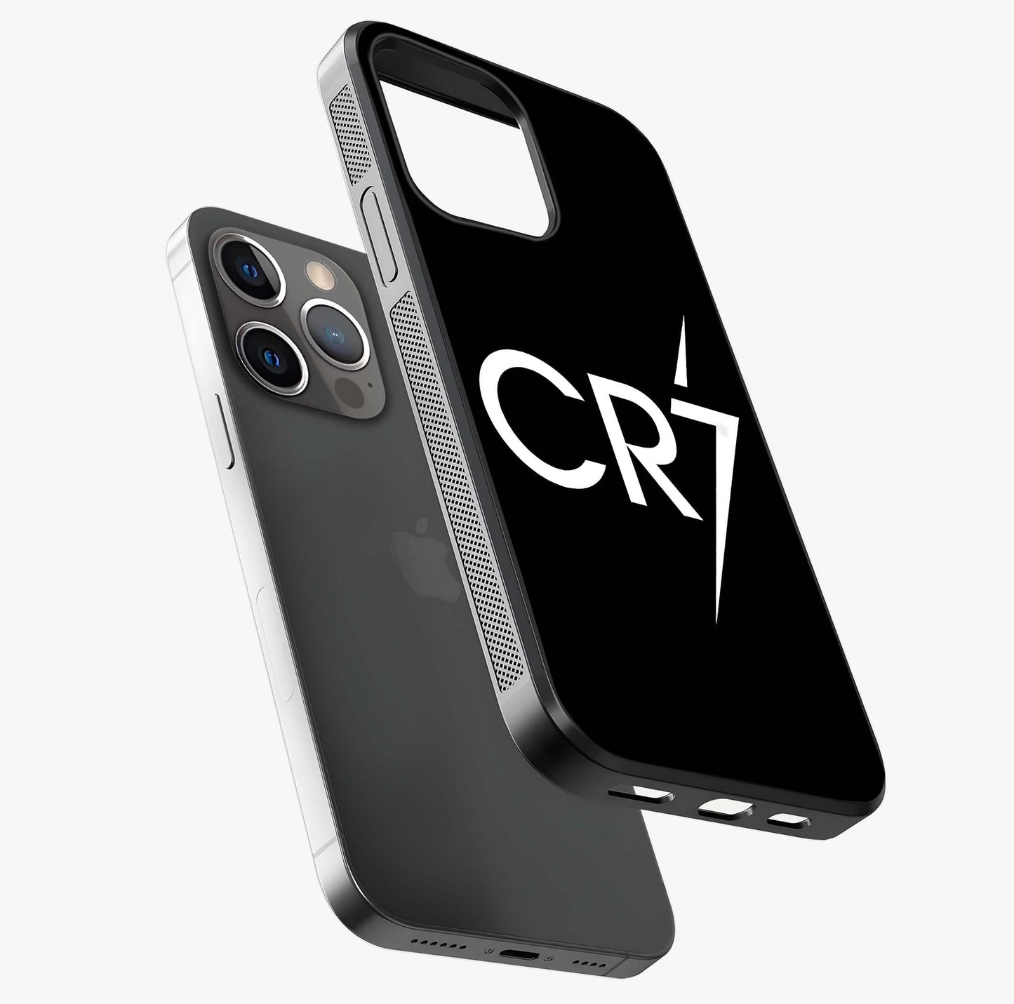 Cr7 Elite Strike Glass Case laid diagonally highlighting side profile, edges and glossy glass shine.