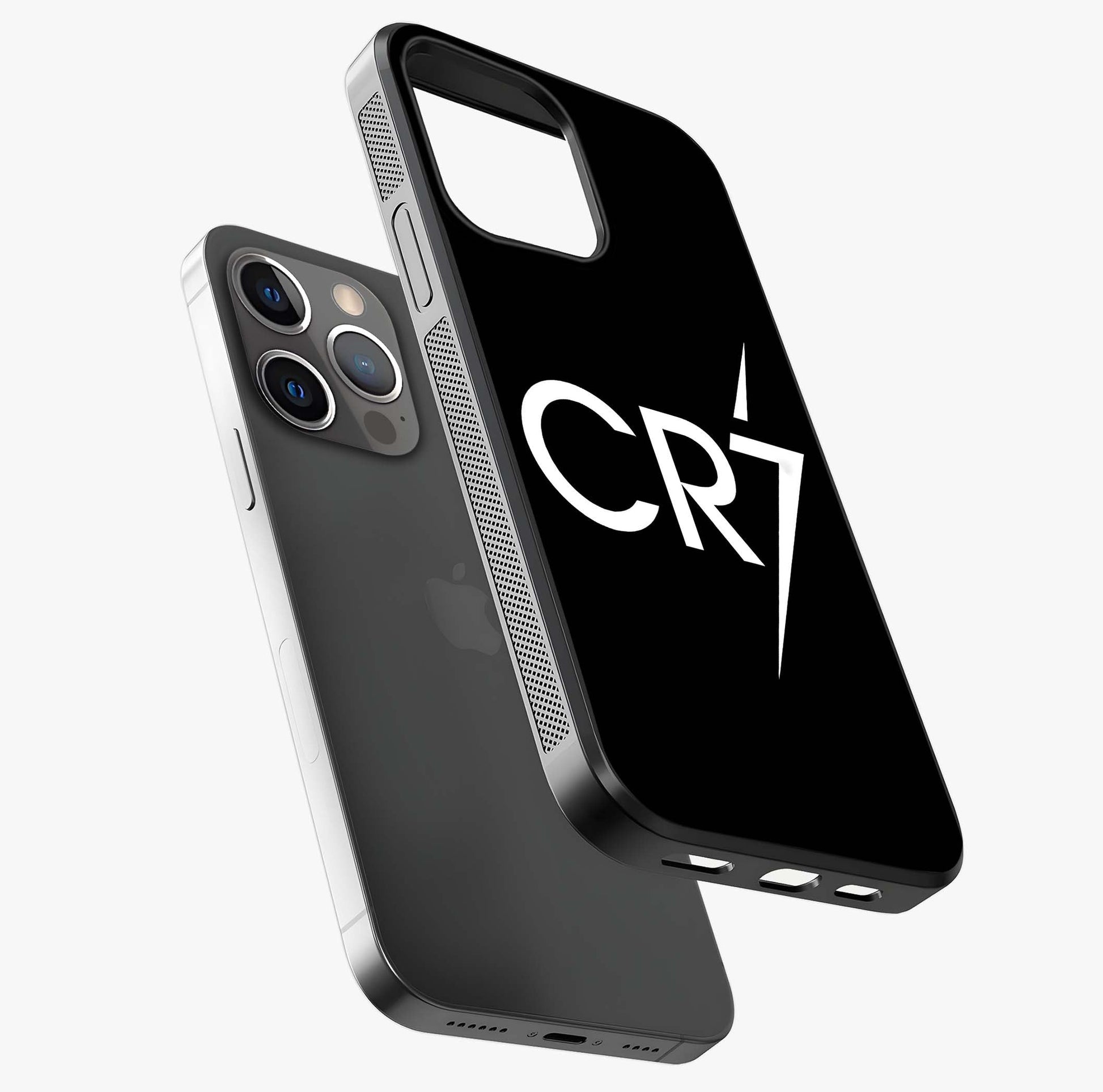 Cr7 Elite Strike Glass Case laid diagonally highlighting side profile, edges and glossy glass shine.