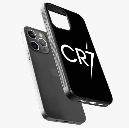 Cr7 Elite Strike Glass Case laid diagonally highlighting side profile, edges and glossy glass shine.