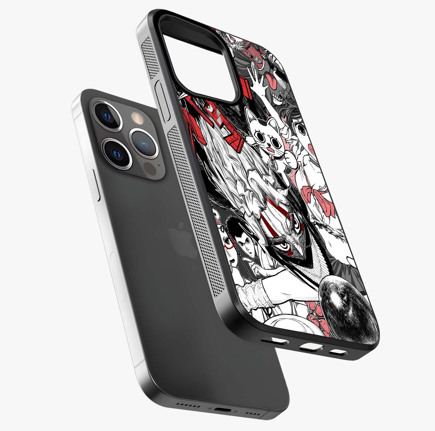Crimson Chaos Panel Glass Case laid diagonally highlighting side profile, edges and glossy glass shine.