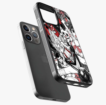 Crimson Chaos Panel Glass Case laid diagonally highlighting side profile, edges and glossy glass shine.