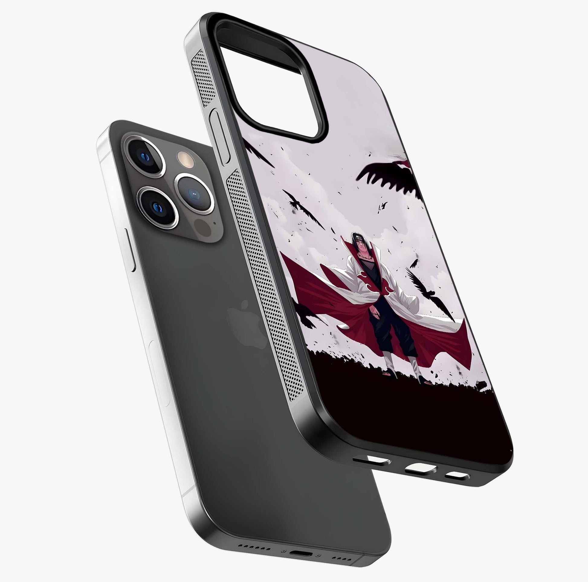 Crimson Crow Ascension Glass Case laid diagonally highlighting side profile, edges and glossy glass shine.