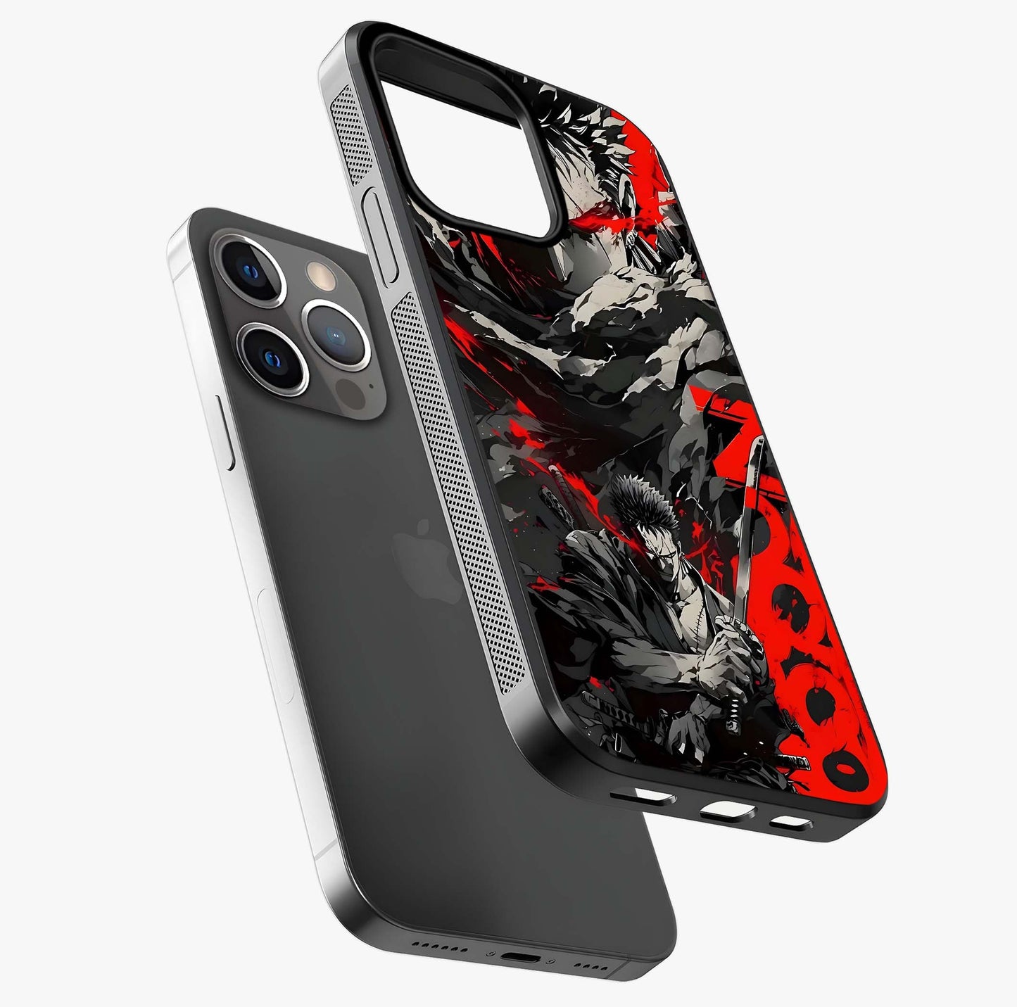 Demon Sword Resolve Glass Case laid diagonally highlighting side profile, edges and glossy glass shine.