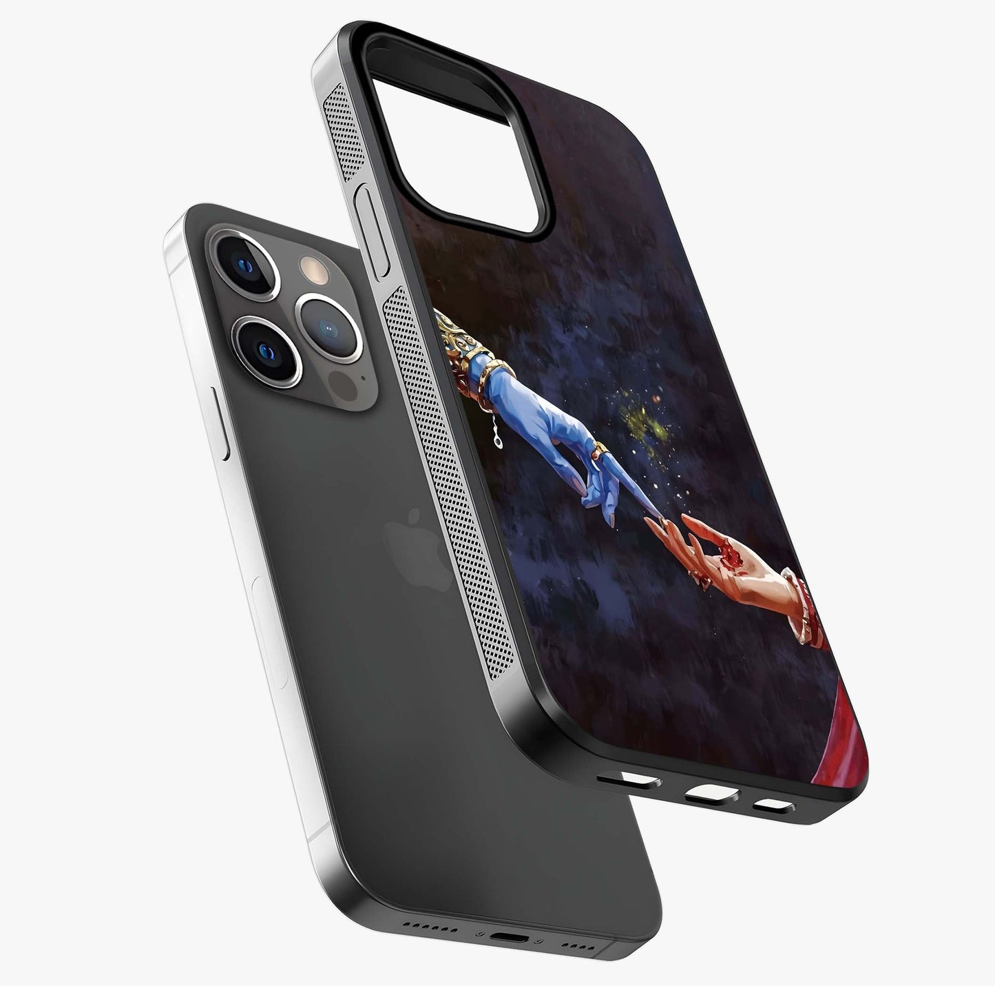Divine Touch Eternal Glass Case laid diagonally highlighting side profile, edges and glossy glass shine.