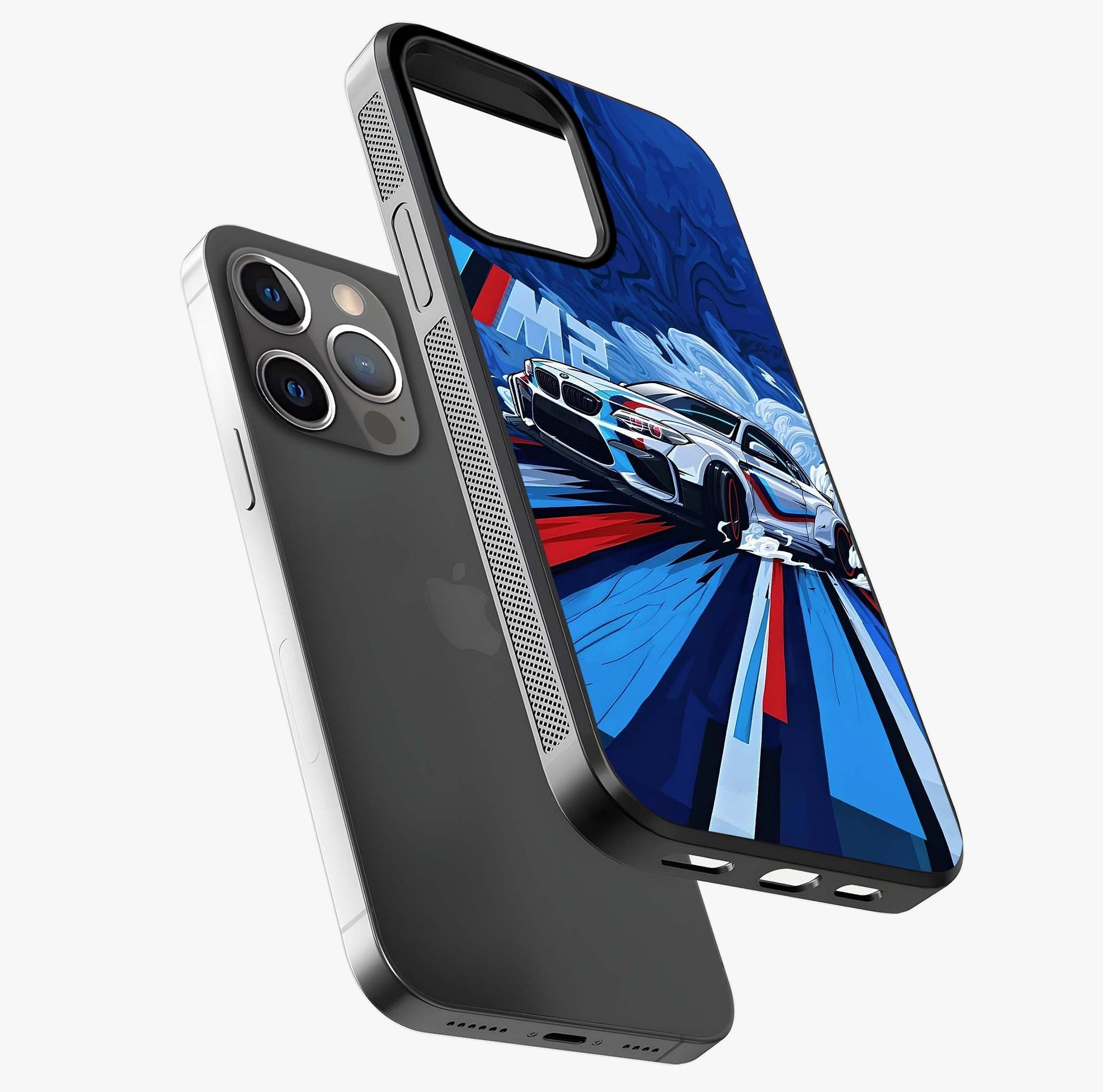 Drift Power Rush Glass Case laid diagonally highlighting side profile, edges and glossy glass shine.