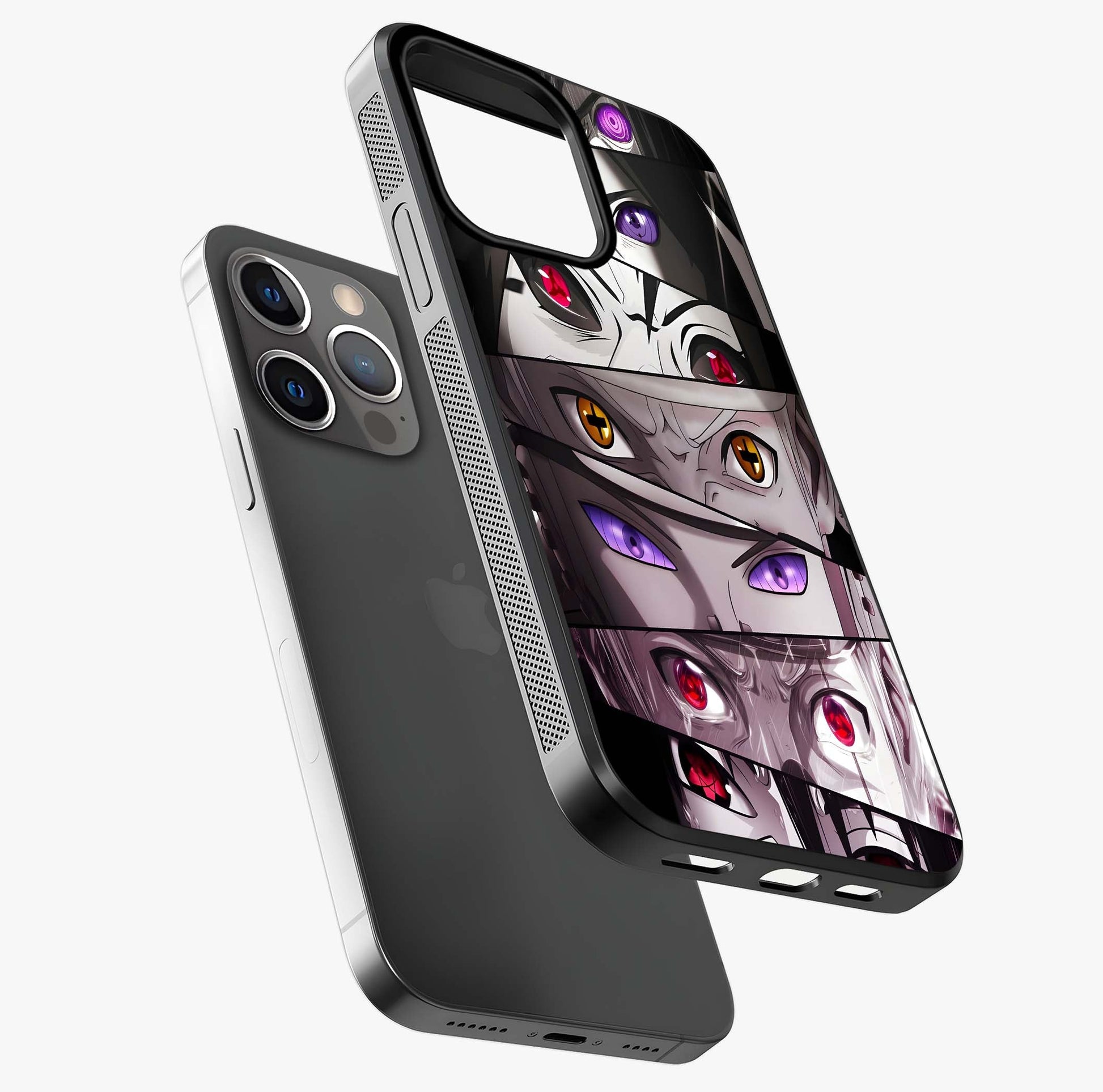 Eyes Of Destiny Glass Case laid diagonally highlighting side profile, edges and glossy glass shine.