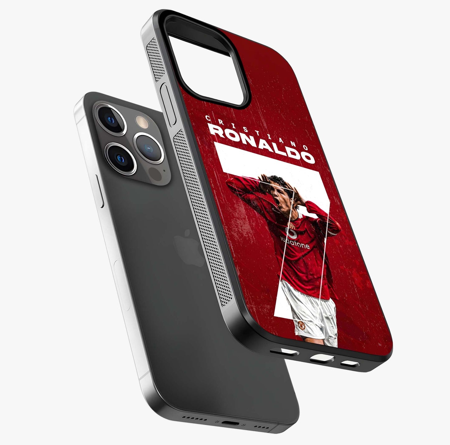Goal Celebration Legacy Glass Case laid diagonally highlighting side profile, edges and glossy glass shine.