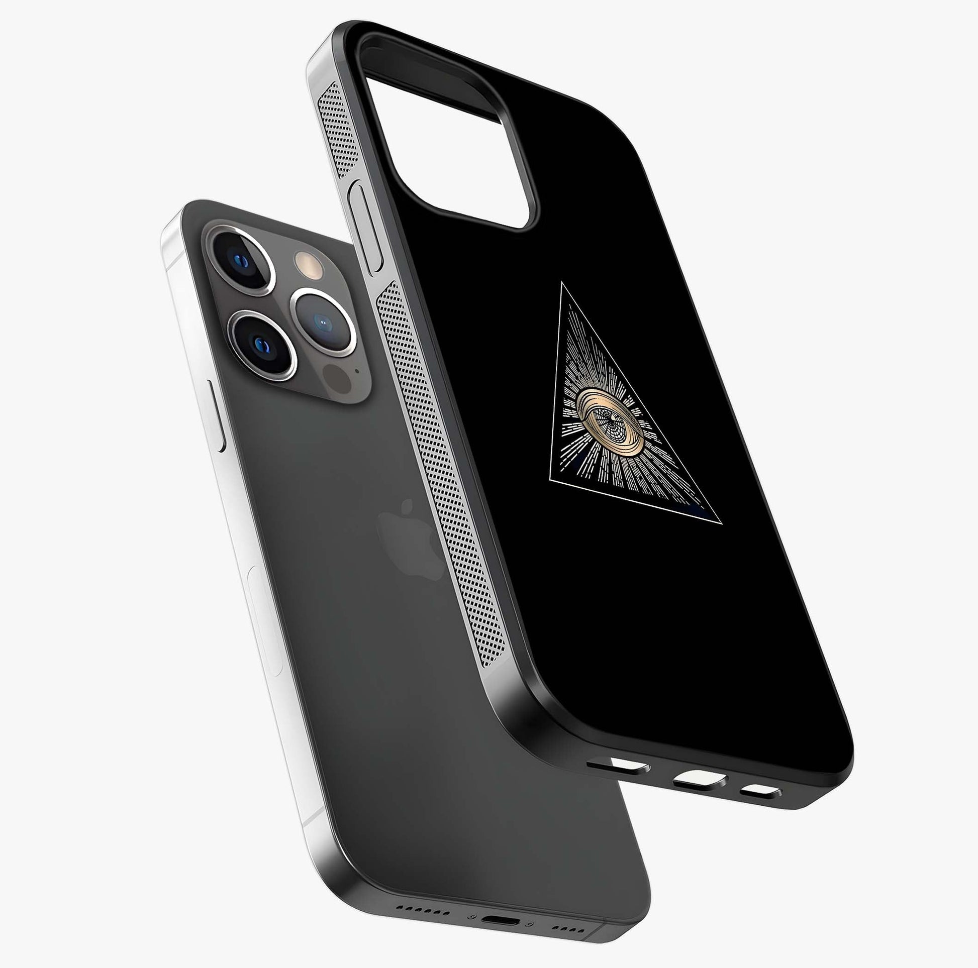 Illuminati Evil Glass Case laid diagonally highlighting side profile, edges and glossy glass shine.