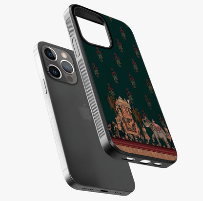 Macmerise Glass Case laid diagonally highlighting side profile, edges and glossy glass shine.
