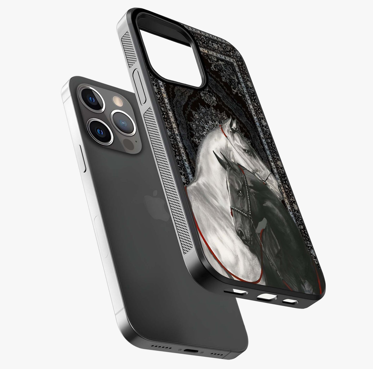 Majestic Ride Legacy Glass Case laid diagonally highlighting side profile, edges and glossy glass shine.
