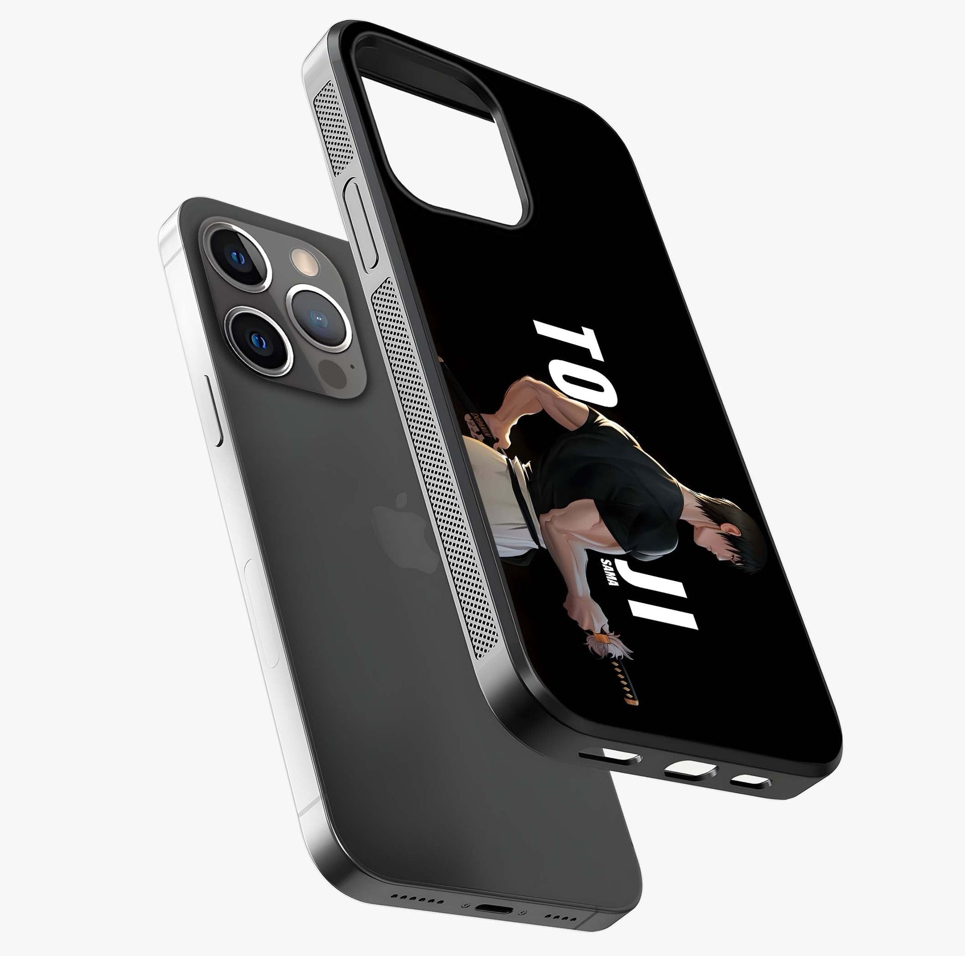 Midnight Blade Resolve Glass Case laid diagonally highlighting side profile, edges and glossy glass shine.
