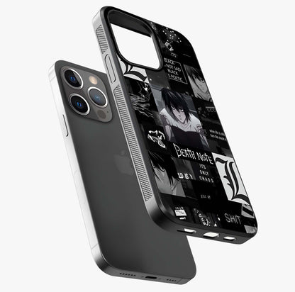 Midnight Chaos Mind Glass Case laid diagonally highlighting side profile, edges and glossy glass shine.
