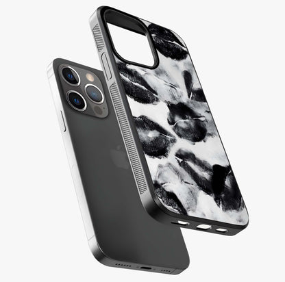 Midnight Kiss Marks Glass Case laid diagonally highlighting side profile, edges and glossy glass shine.