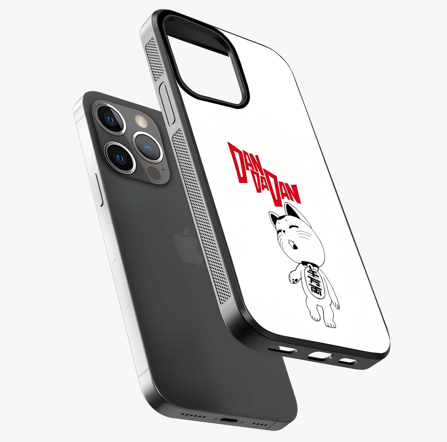 Playful Spirit Charm Glass Case laid diagonally highlighting side profile, edges and glossy glass shine.