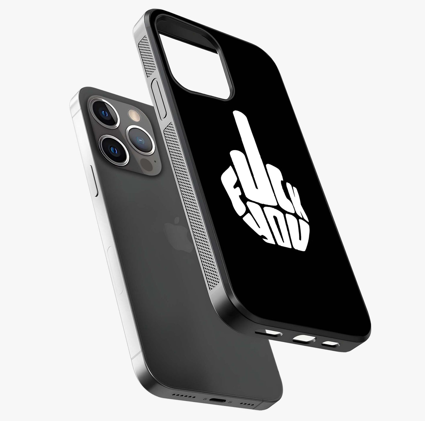 Rebel Mode On Glass Case laid diagonally highlighting side profile, edges and glossy glass shine.