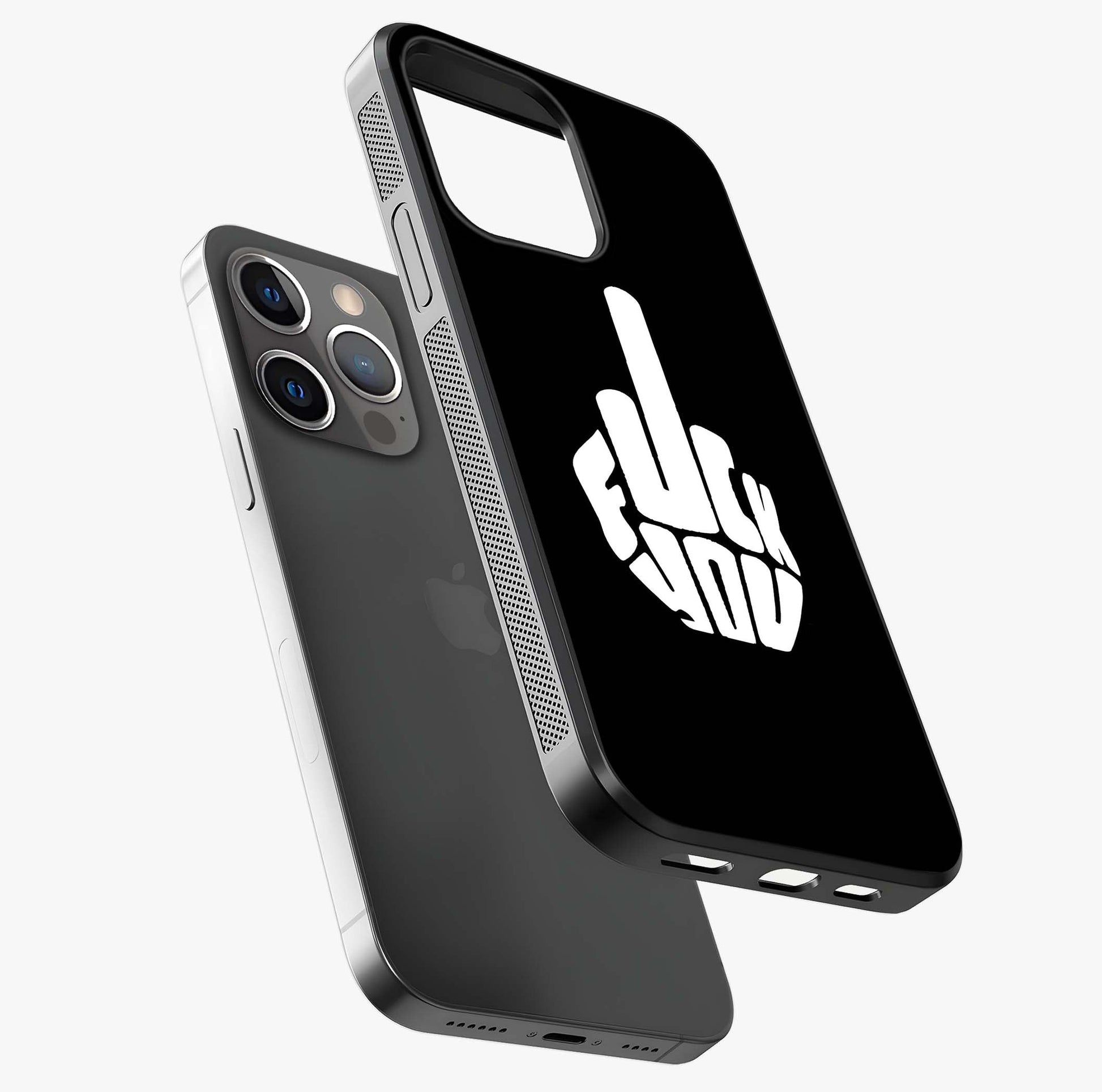 Rebel Mode On Glass Case laid diagonally highlighting side profile, edges and glossy glass shine.