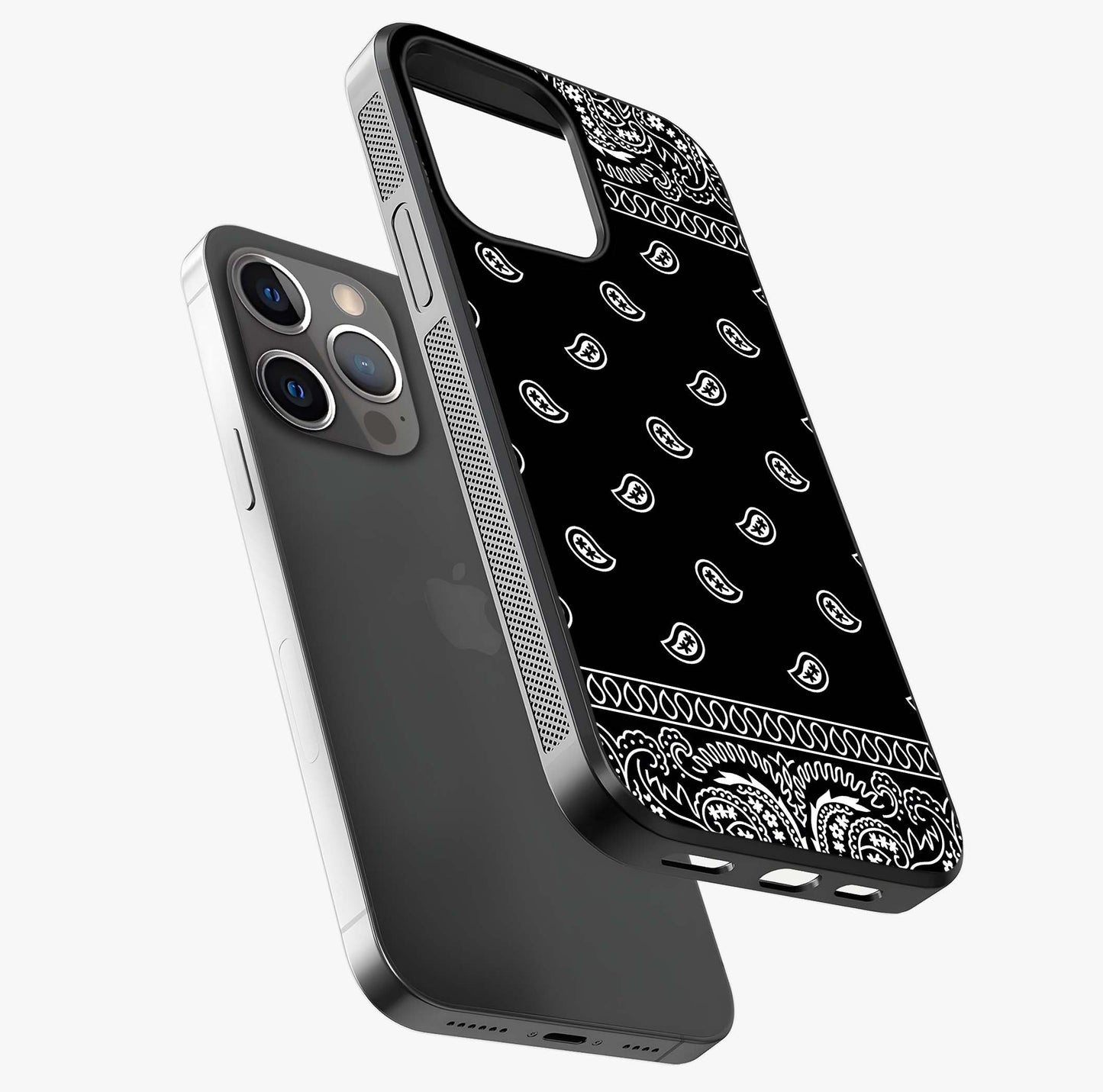 Retro Rebel Threads Glass Case laid diagonally highlighting side profile, edges and glossy glass shine.