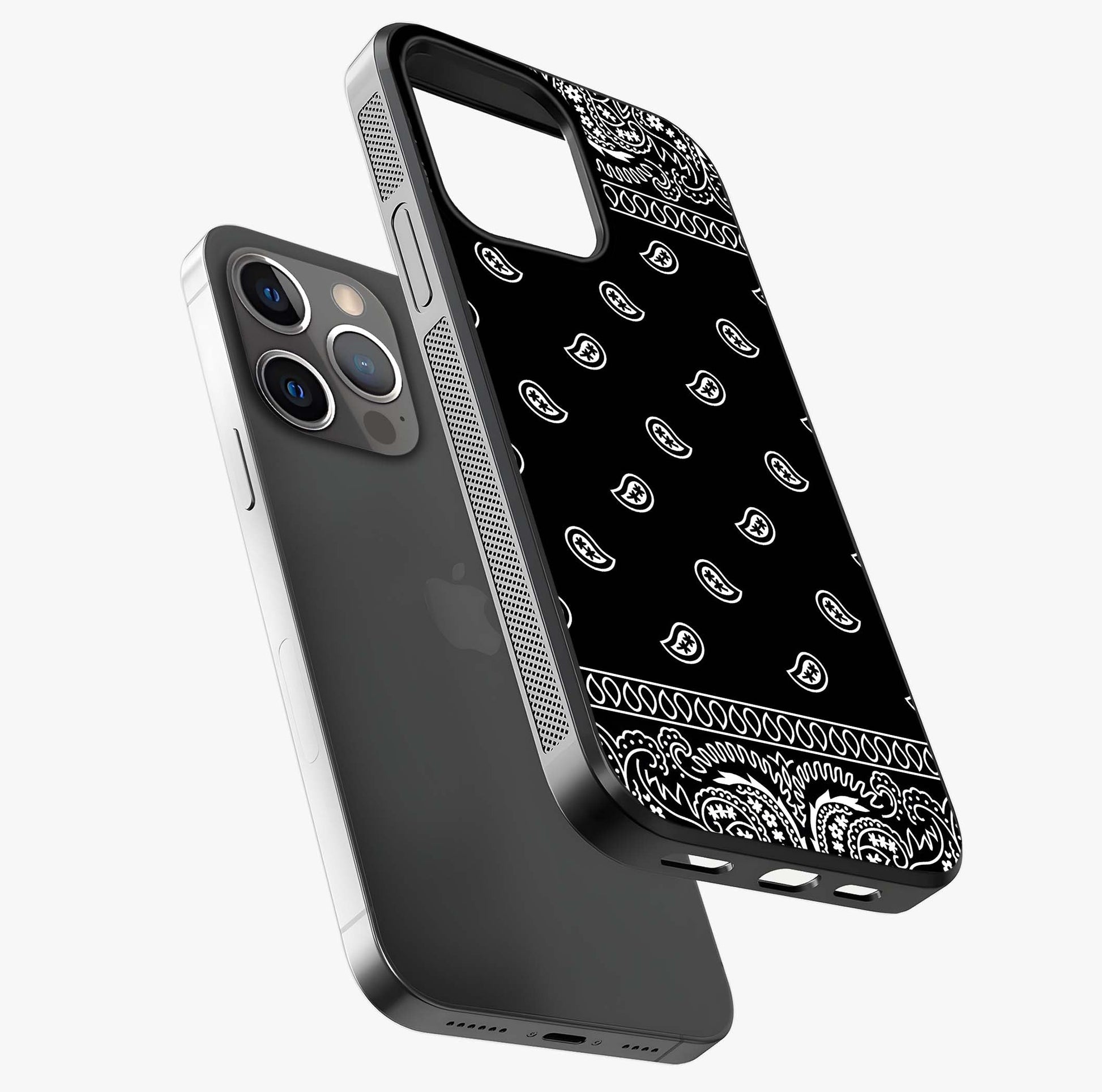 Retro Rebel Threads Glass Case laid diagonally highlighting side profile, edges and glossy glass shine.