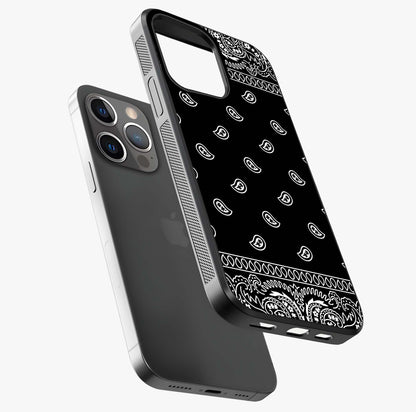 Retro Rebel Threads Glass Case laid diagonally highlighting side profile, edges and glossy glass shine.