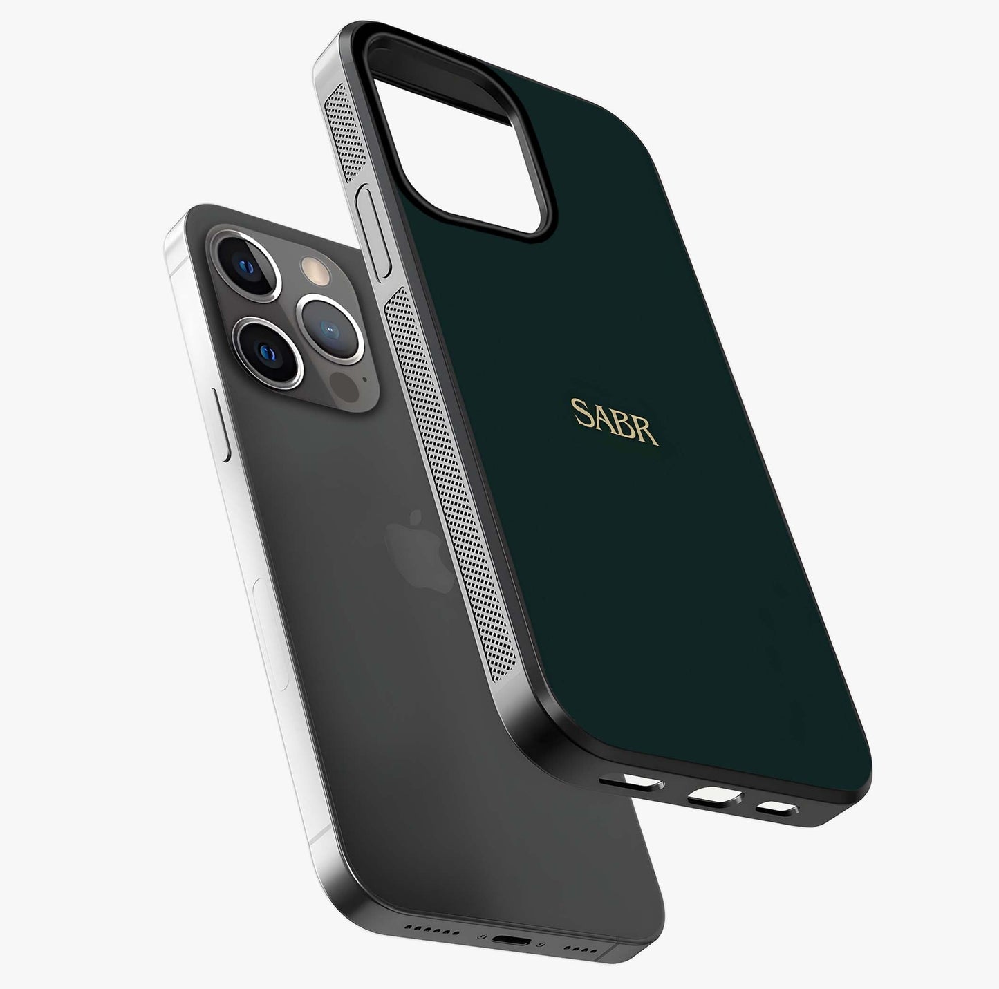 Sabr Minimal Patience Glass Case laid diagonally highlighting side profile, edges and glossy glass shine.