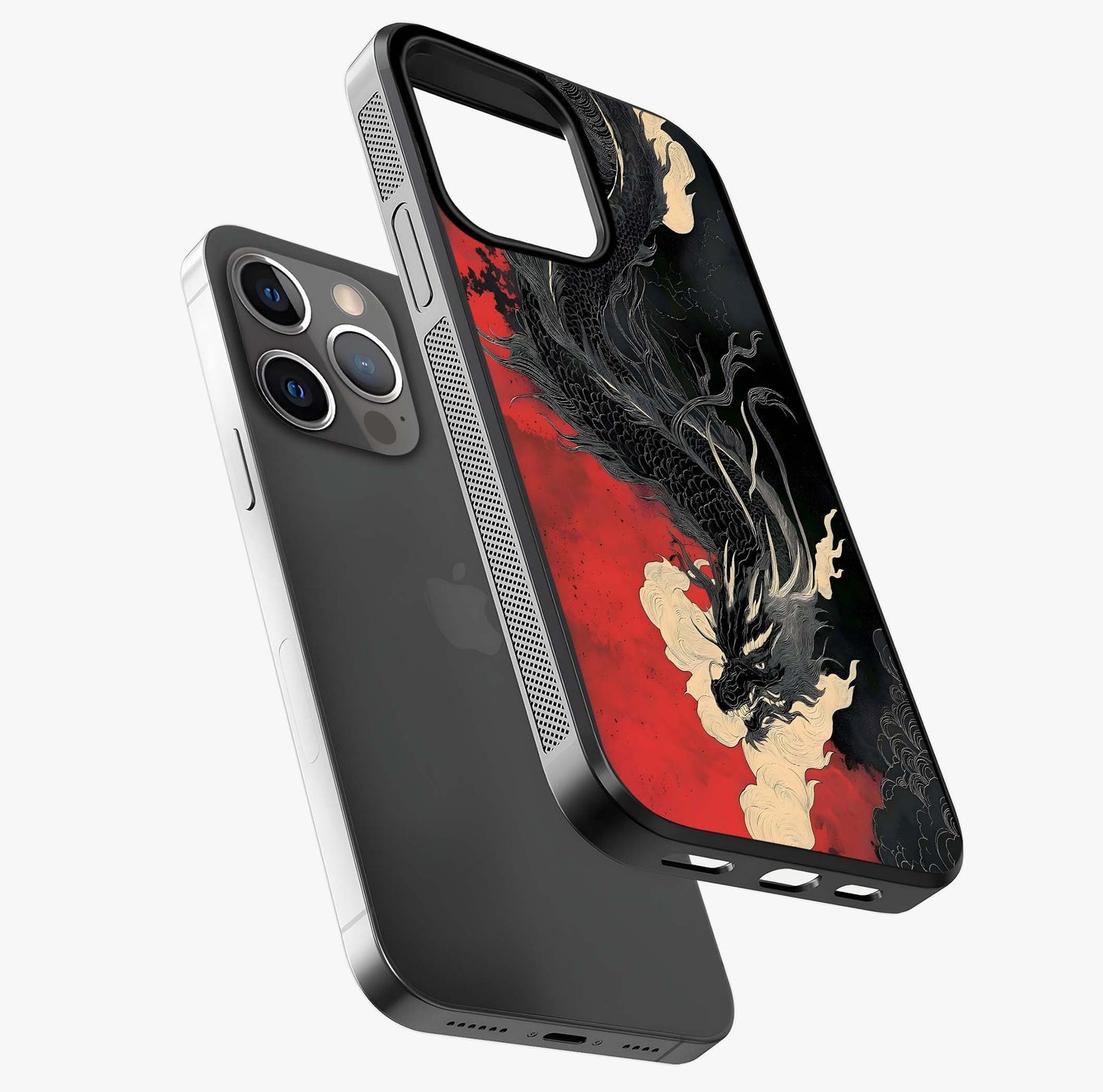 Shadow Dragon Fury Glass Case laid diagonally highlighting side profile, edges and glossy glass shine.
