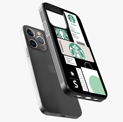 Starbucks Mocha Glass Case laid diagonally highlighting side profile, edges and glossy glass shine.
