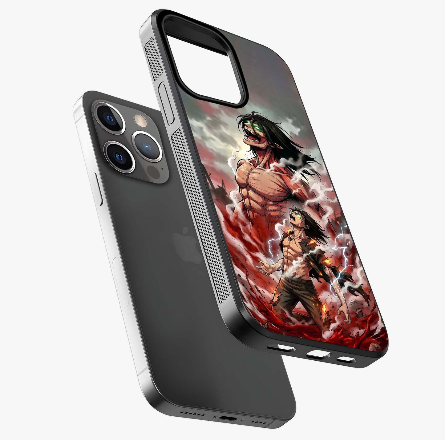 Titan Awakening Fury Glass Case laid diagonally highlighting side profile, edges and glossy glass shine.