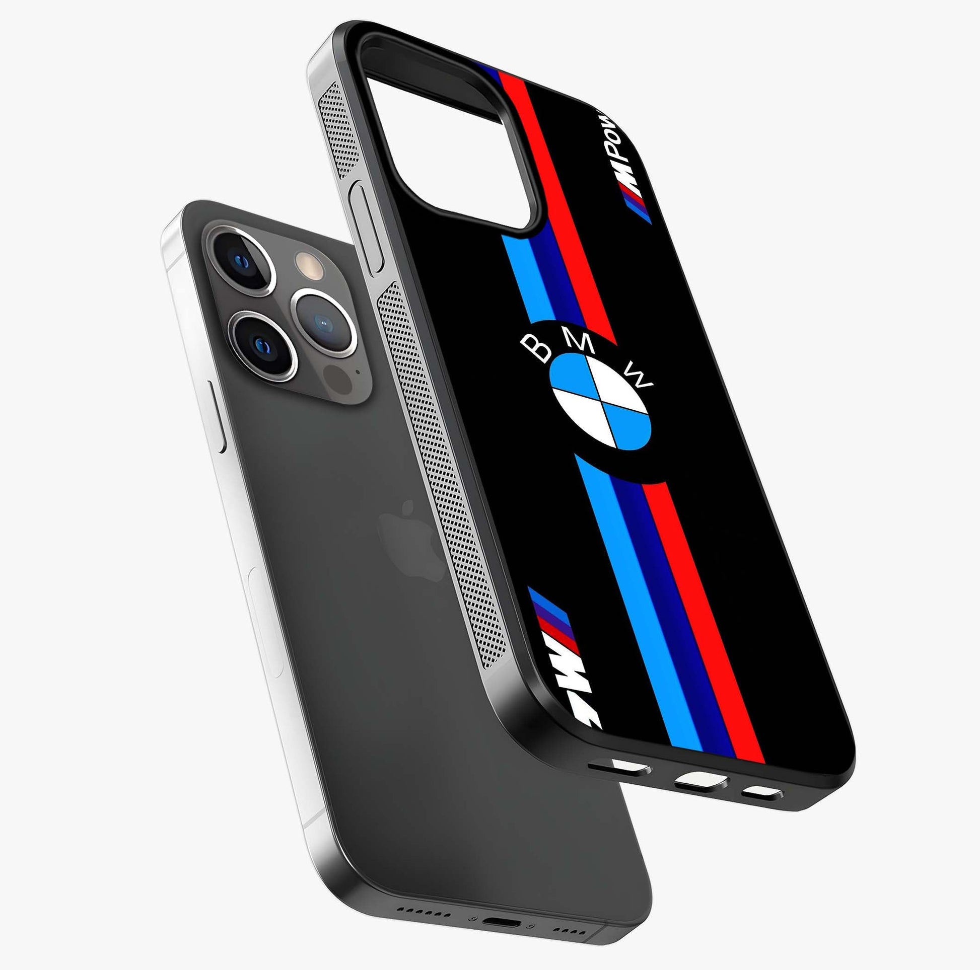 Turbo Bmw Beast Glass Case laid diagonally highlighting side profile, edges and glossy glass shine.