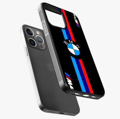 Turbo Bmw Beast Glass Case laid diagonally highlighting side profile, edges and glossy glass shine.