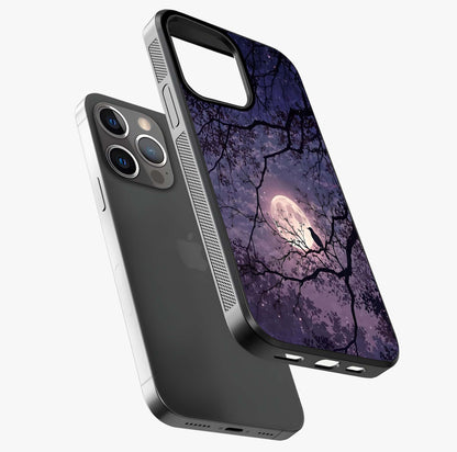 Whispering Moon Silence Glass Case laid diagonally highlighting side profile, edges and glossy glass shine.