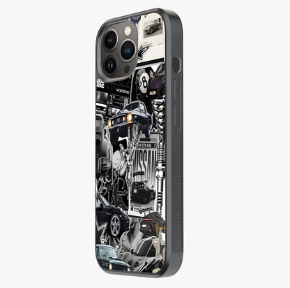 Aesthetic Dark Love Glass Case photographed in natural light showing reflective finish and design depth.