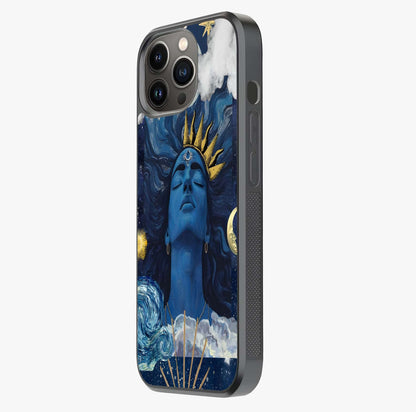 Aesthetic Lord Shiva Glass Case photographed in natural light showing reflective finish and design depth.