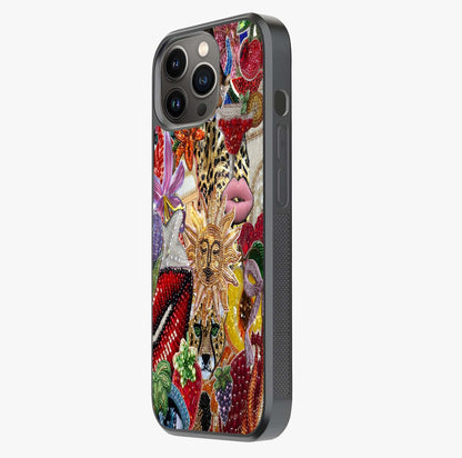 Beaded Fashion Jungle Glass Case photographed in natural light showing reflective finish and design depth.