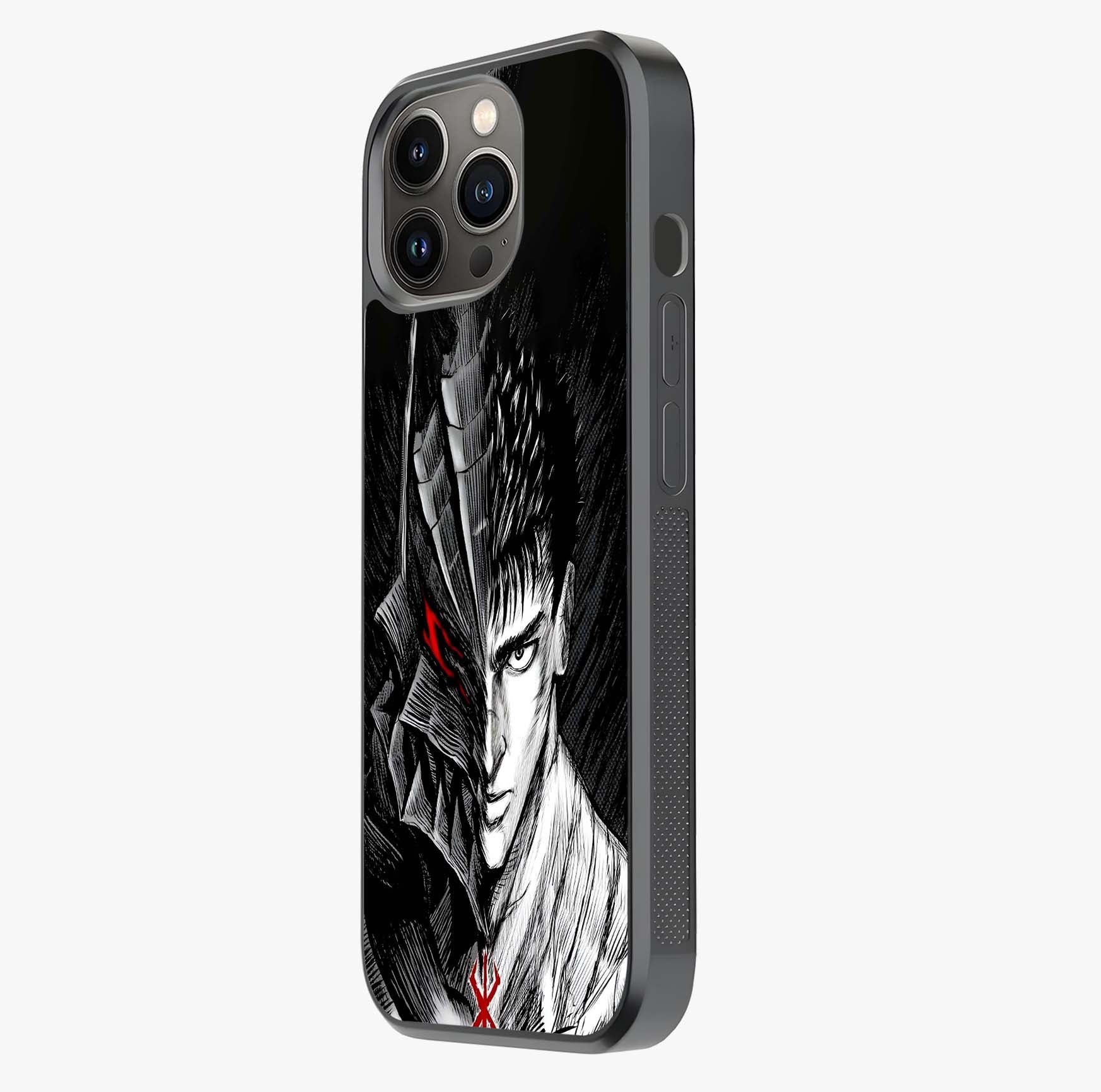 Berserker Blood Oath Glass Case photographed in natural light showing reflective finish and design depth.