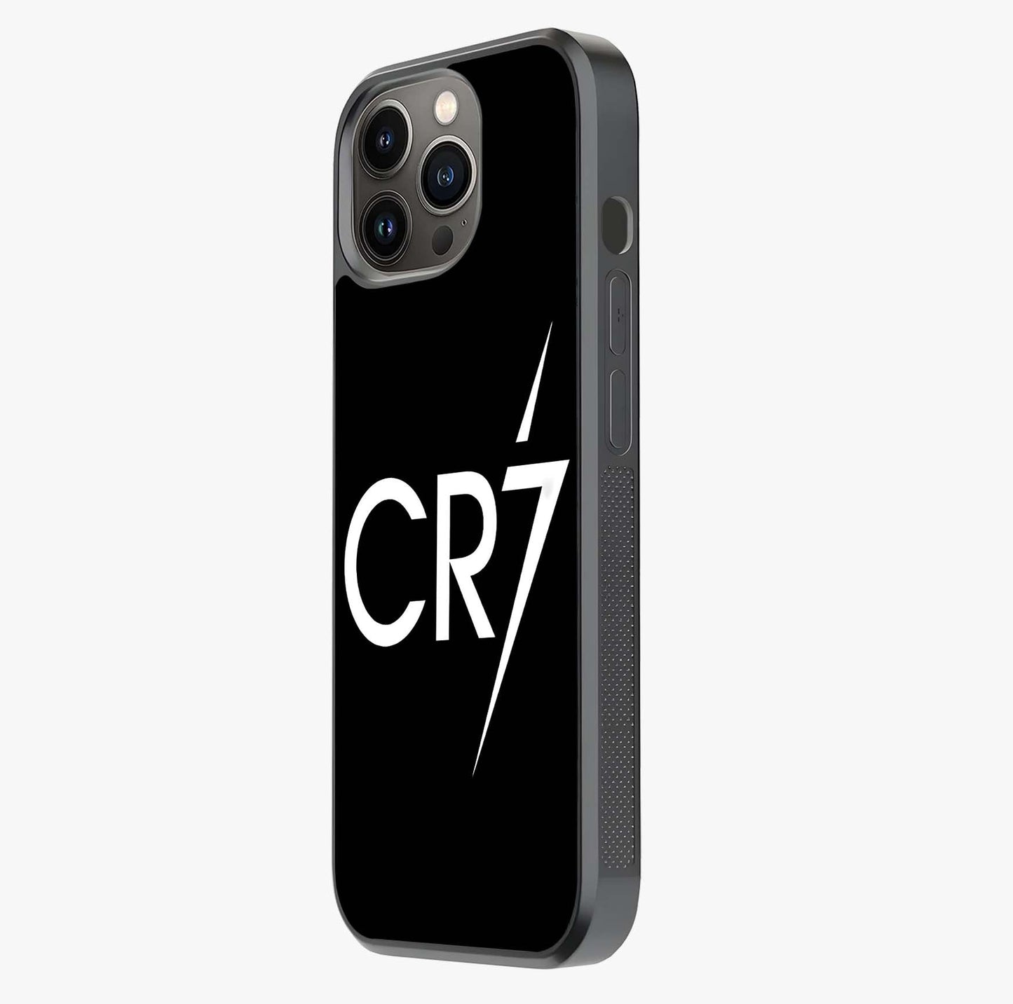 Cr7 Elite Strike Glass Case photographed in natural light showing reflective finish and design depth.