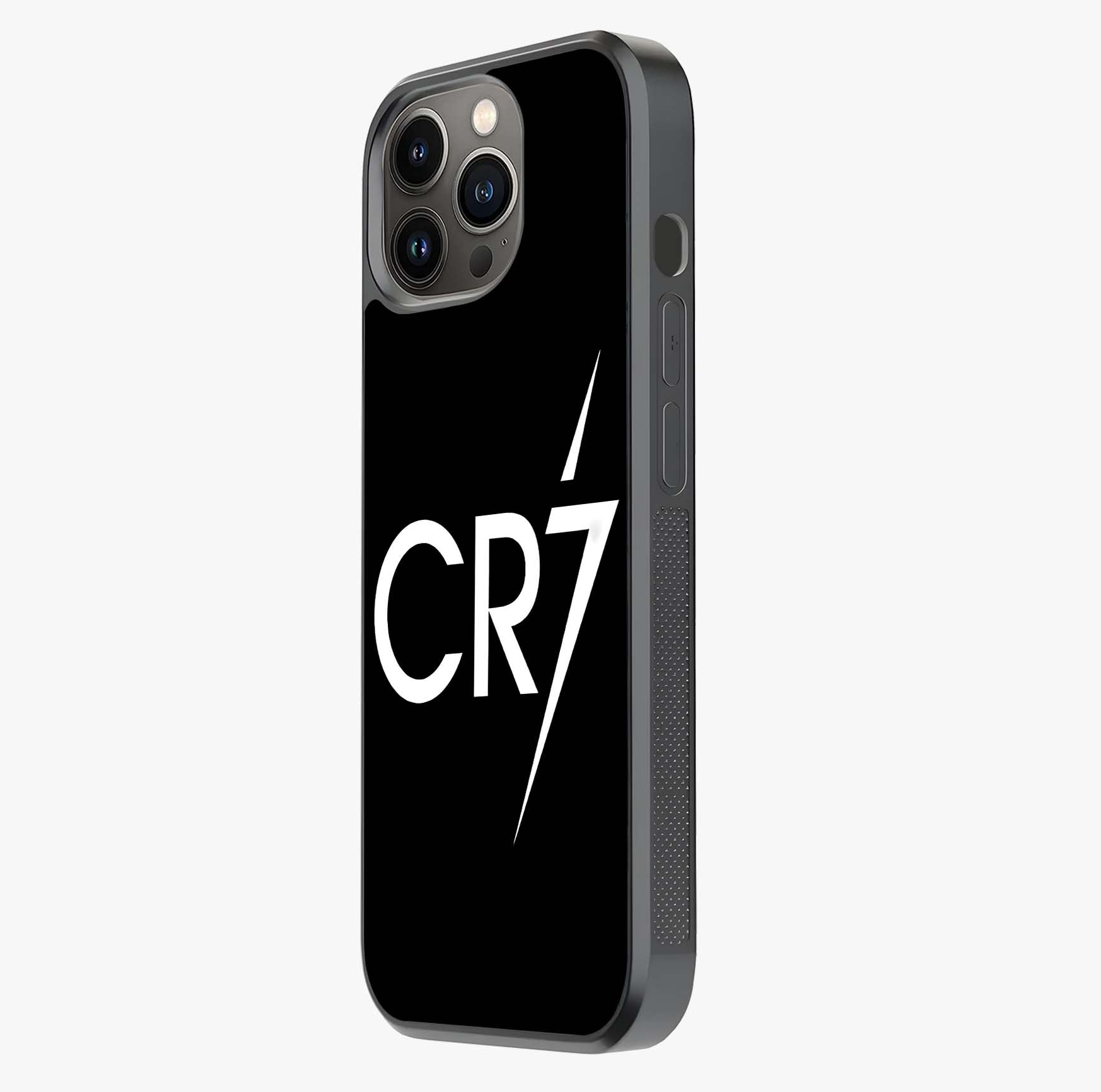 Cr7 Elite Strike Glass Case photographed in natural light showing reflective finish and design depth.