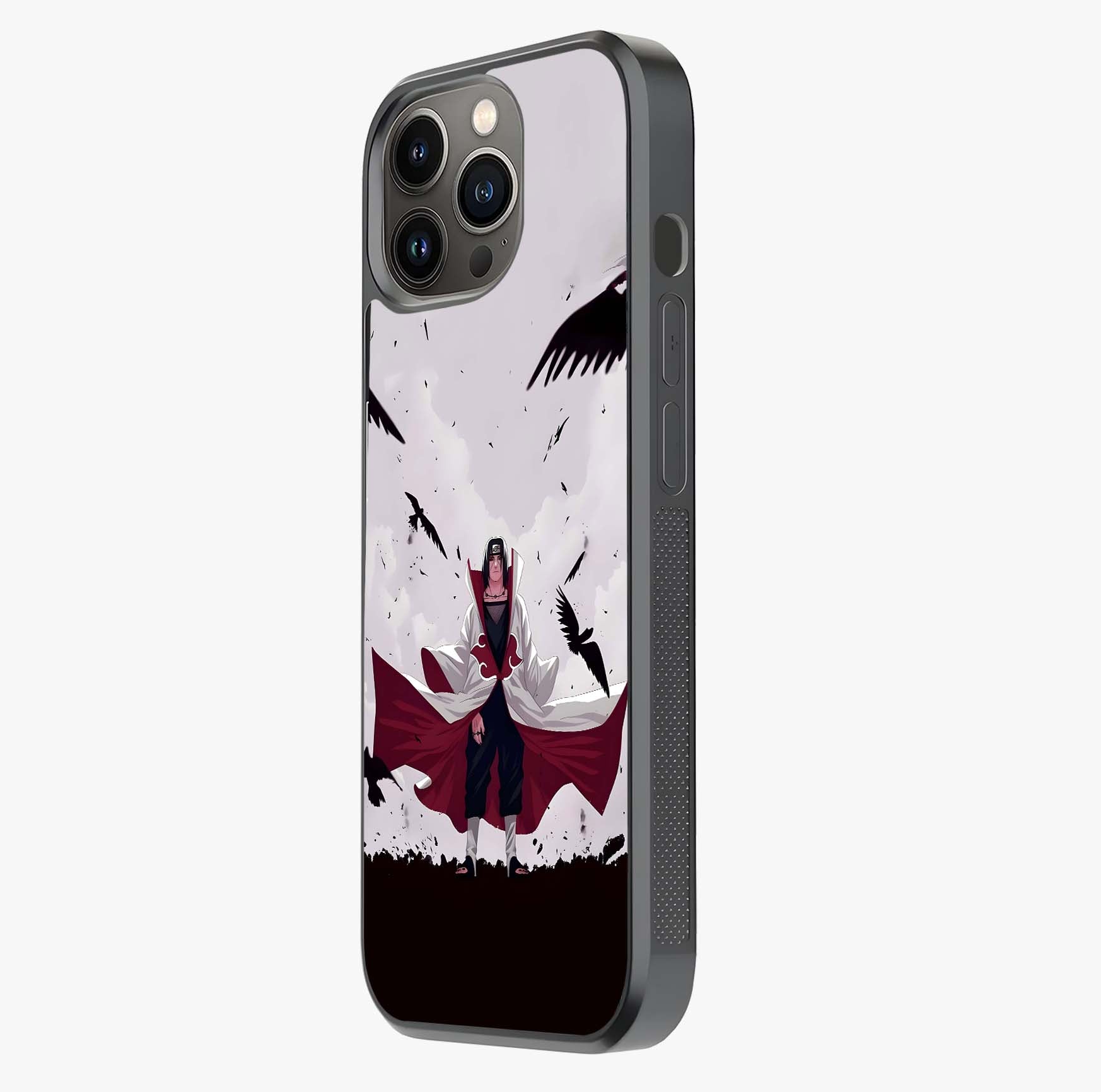 Crimson Crow Ascension Glass Case photographed in natural light showing reflective finish and design depth.