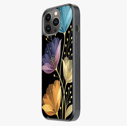 Delicate Multicolor Flowers Glass Case photographed in natural light showing reflective finish and design depth.