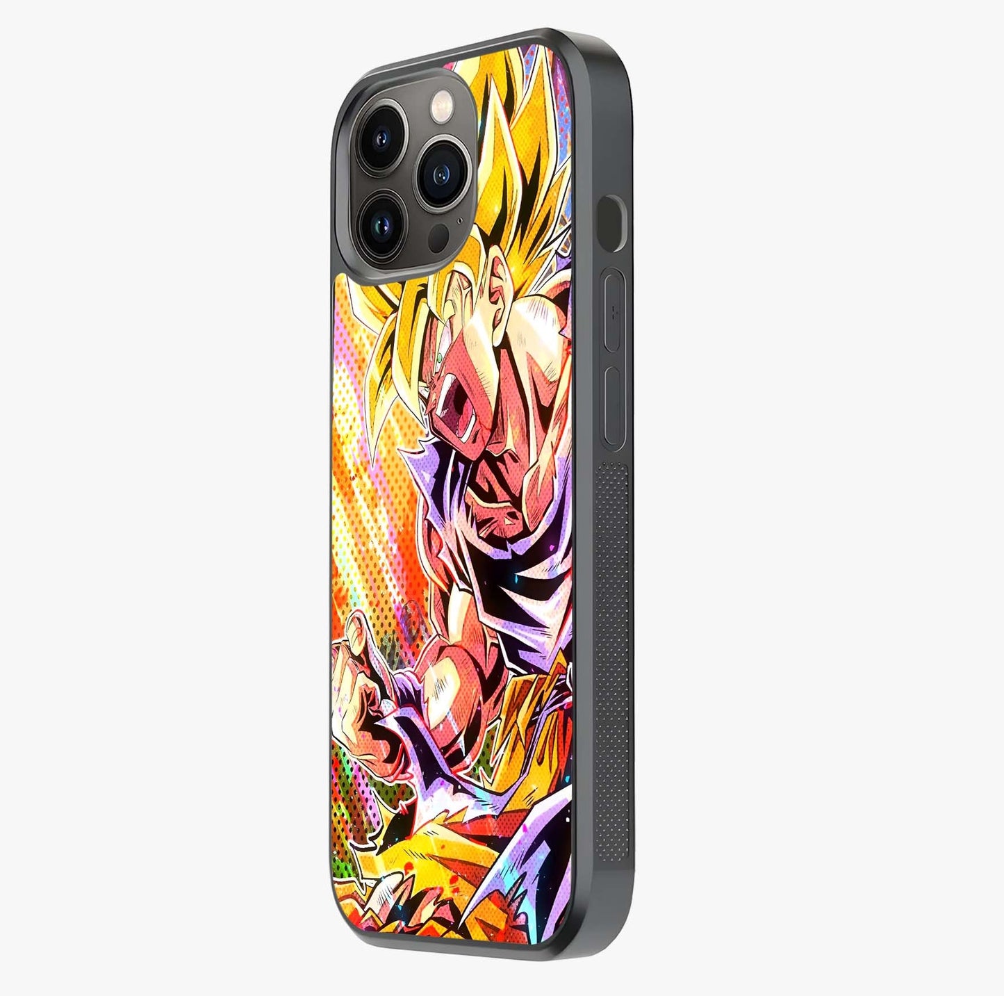 Firing Goku Glass Case photographed in natural light showing reflective finish and design depth.