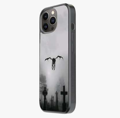 Graveyard Shadow Descent Glass Case photographed in natural light showing reflective finish and design depth.