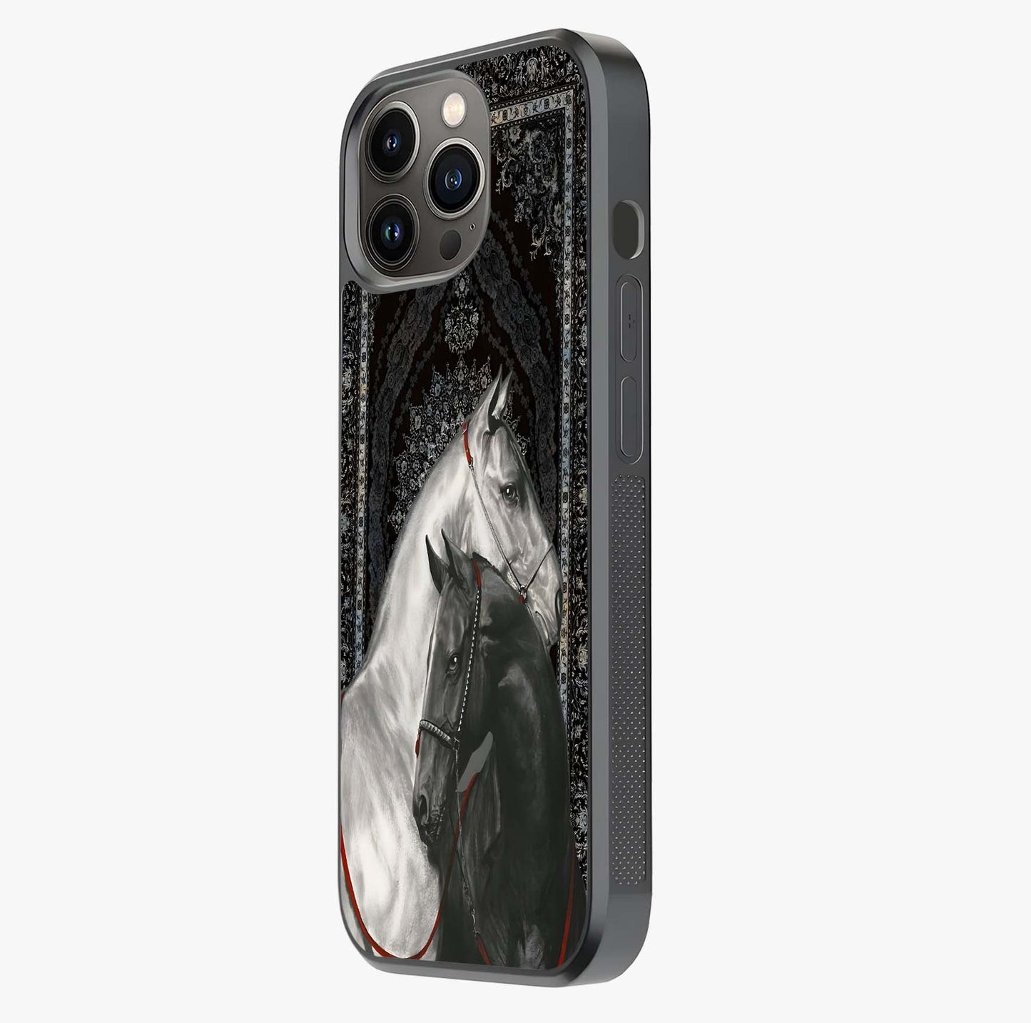 Majestic Ride Legacy Glass Case photographed in natural light showing reflective finish and design depth.