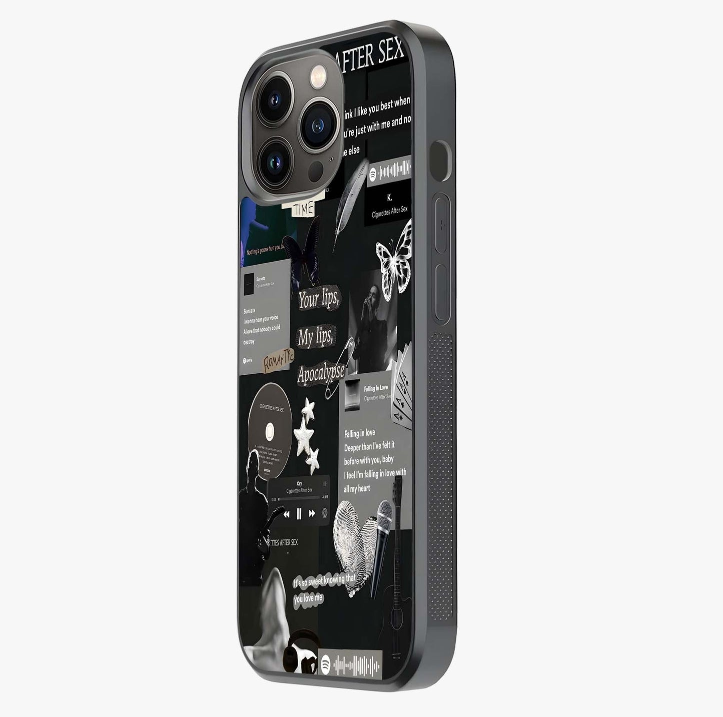Midnight Love Echo Glass Case photographed in natural light showing reflective finish and design depth.